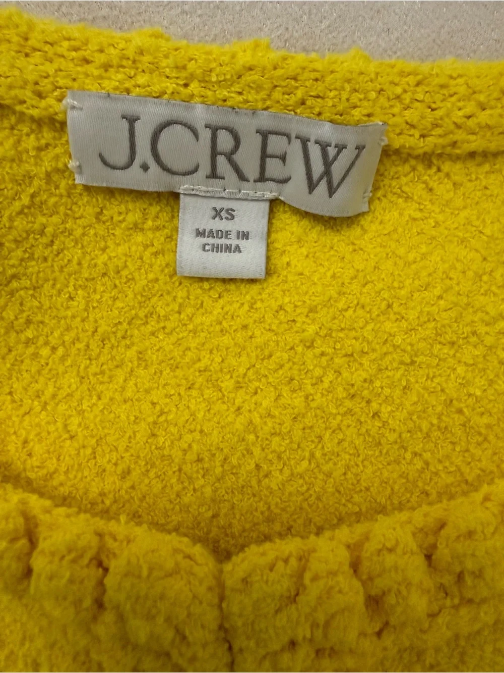J.Crew Yellow Textured Lady Jacket Cardigan Gold Button Sweater XS - Picture 8 of 9